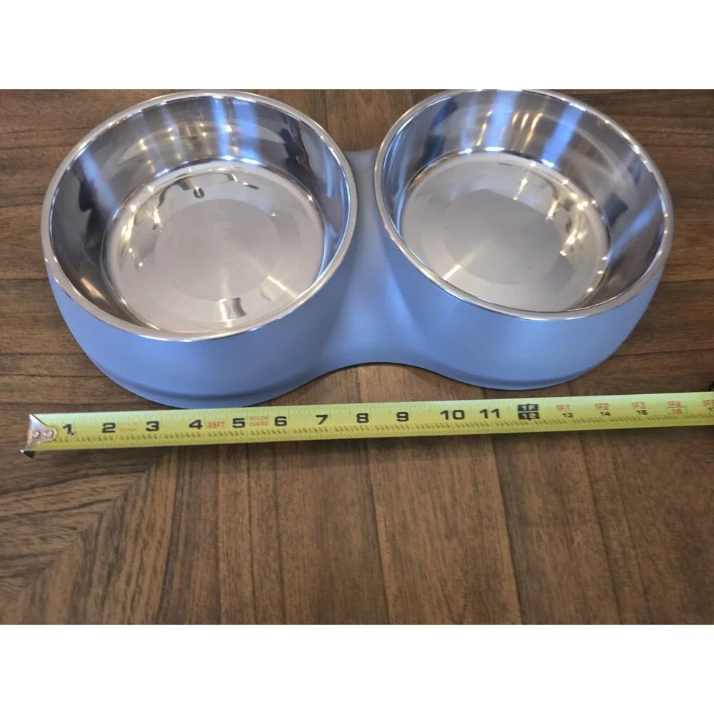 Heavy Duty Double Dog Bowl Feeder Large XL Removable Stainless Steel NWOT